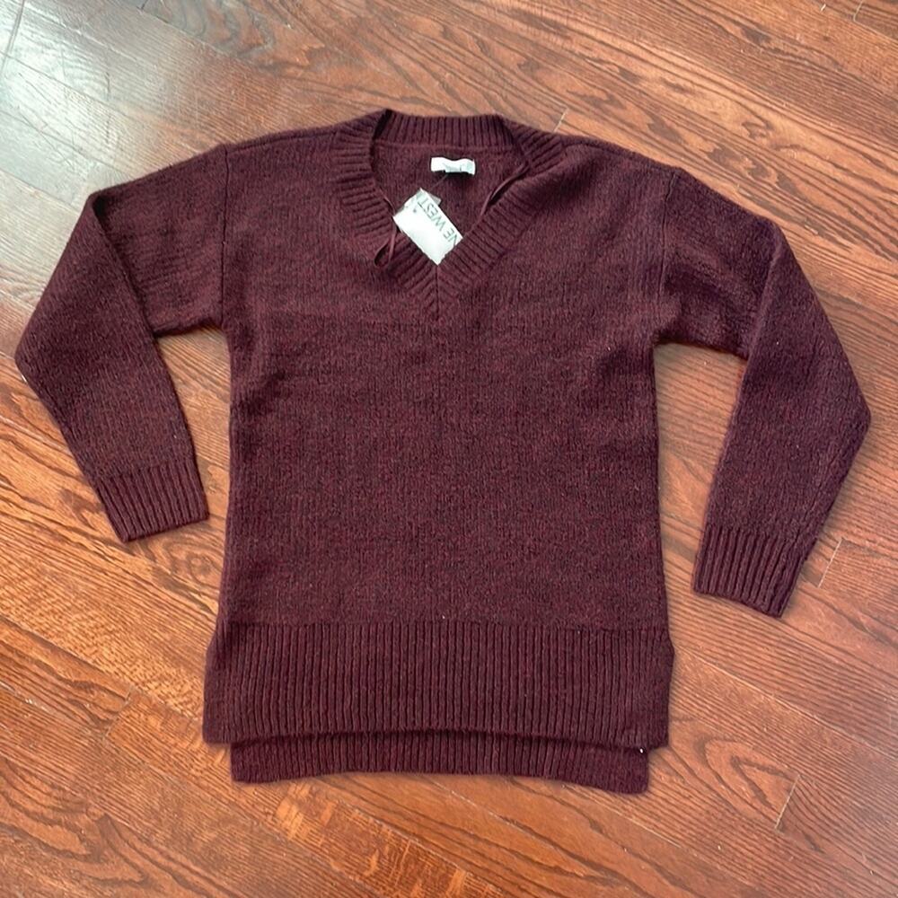 NINE WEST Plum Hi-Lo Sweater Blouse NWT